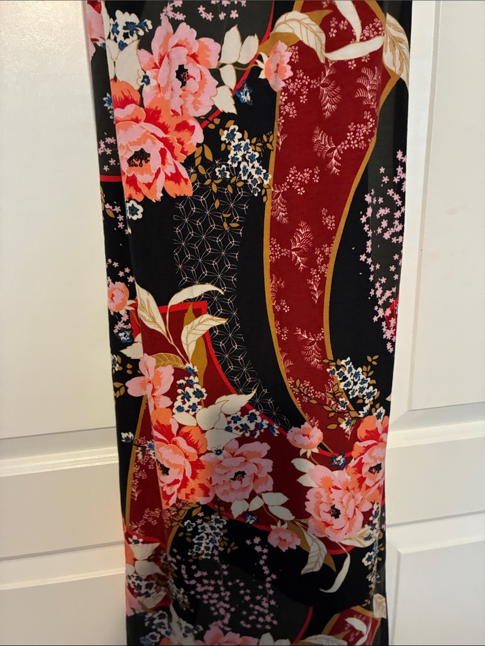 Express Black and Burgundy Floral Maxi Dress - Picture 2 of 7